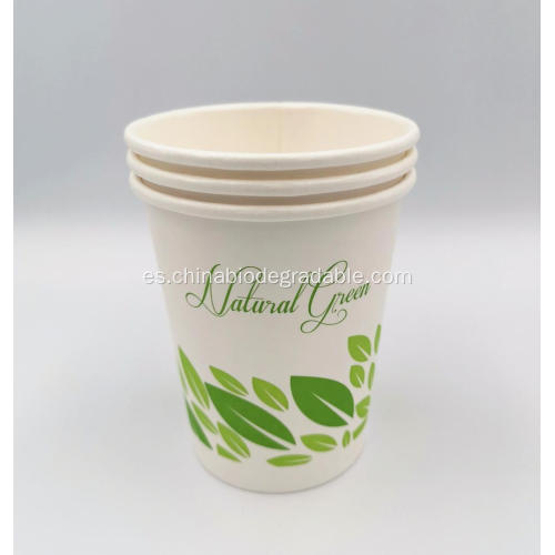 Tazas de papel de café recubiertas de PLA desechables 100% biodegradables